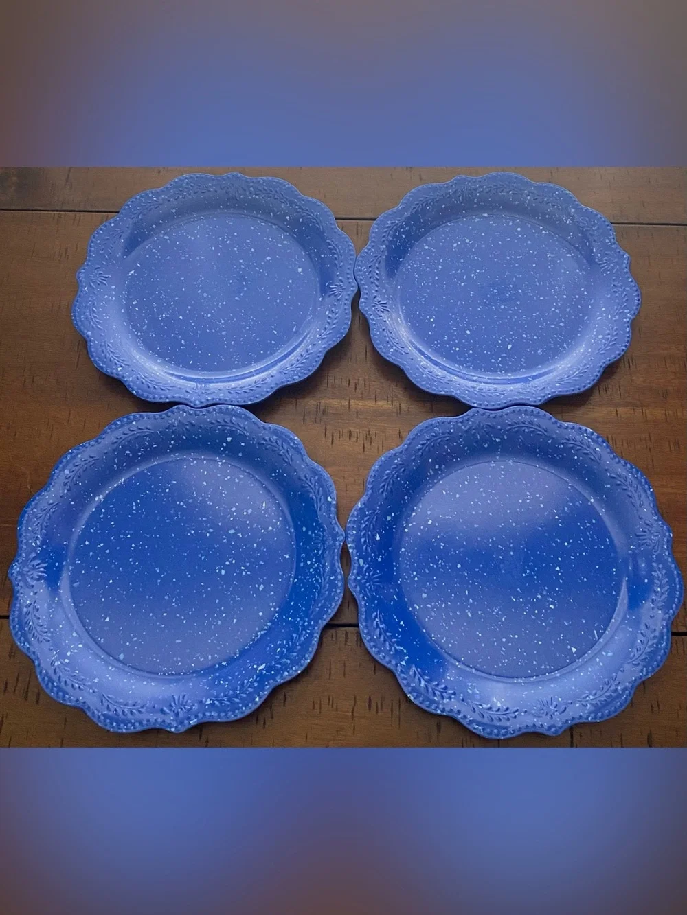 •NEW•{Set of 4} The Pioneer Woman Cobalt Blue Juliette Melamine Dinner Plate
